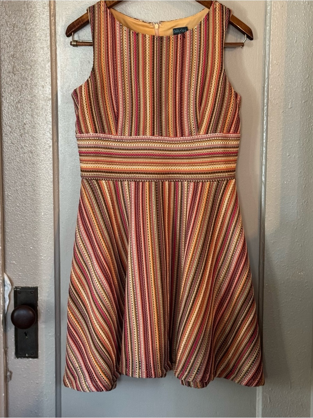 Rustic Boho Chic Knit Womens 8 Fit & Flare Dress Urban Earthy Tones